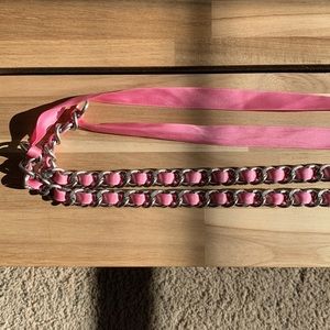 Metal Belt with Pink Ribbon 64 inches Long
